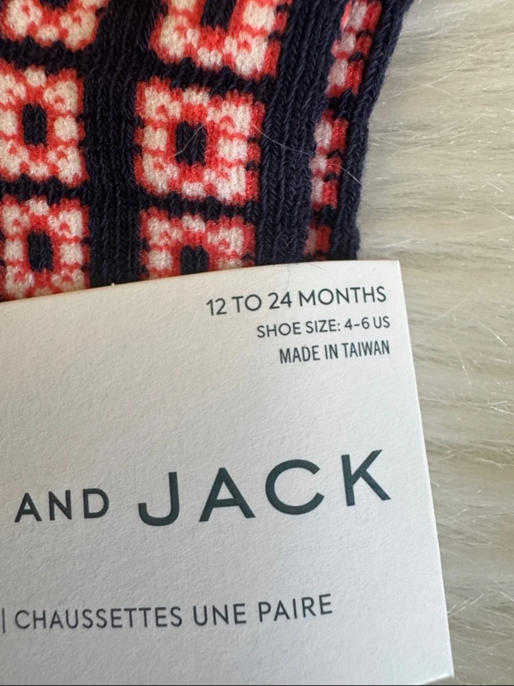 Janie & Jack Navy Red White Patterned Socks with 2 Navy Polka-Dot Bow Hair Clips